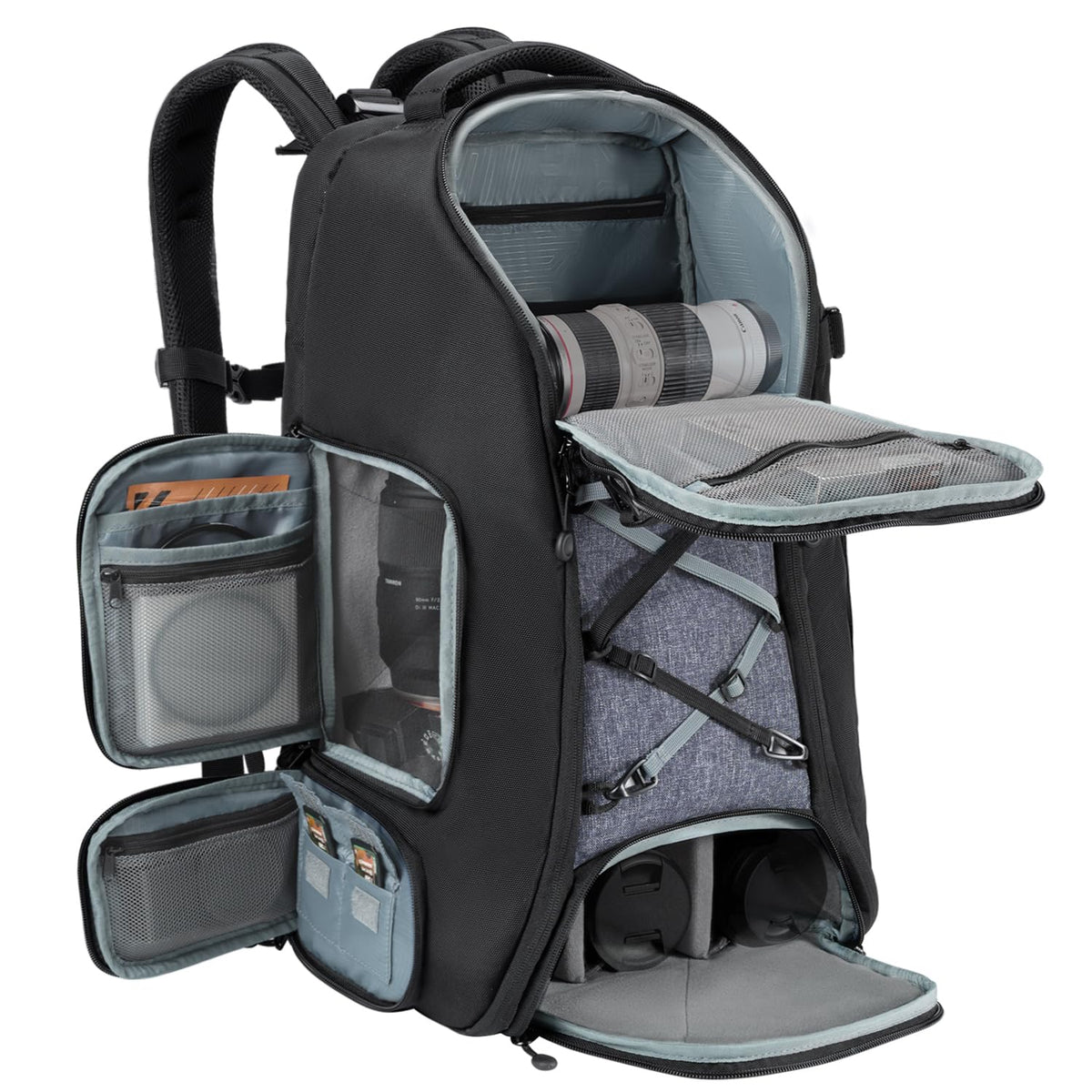 K&F CONCEPT Camera Backpack,Camera Bags for Photographers Large Capacity with Raincover (03-black-grey, XL)