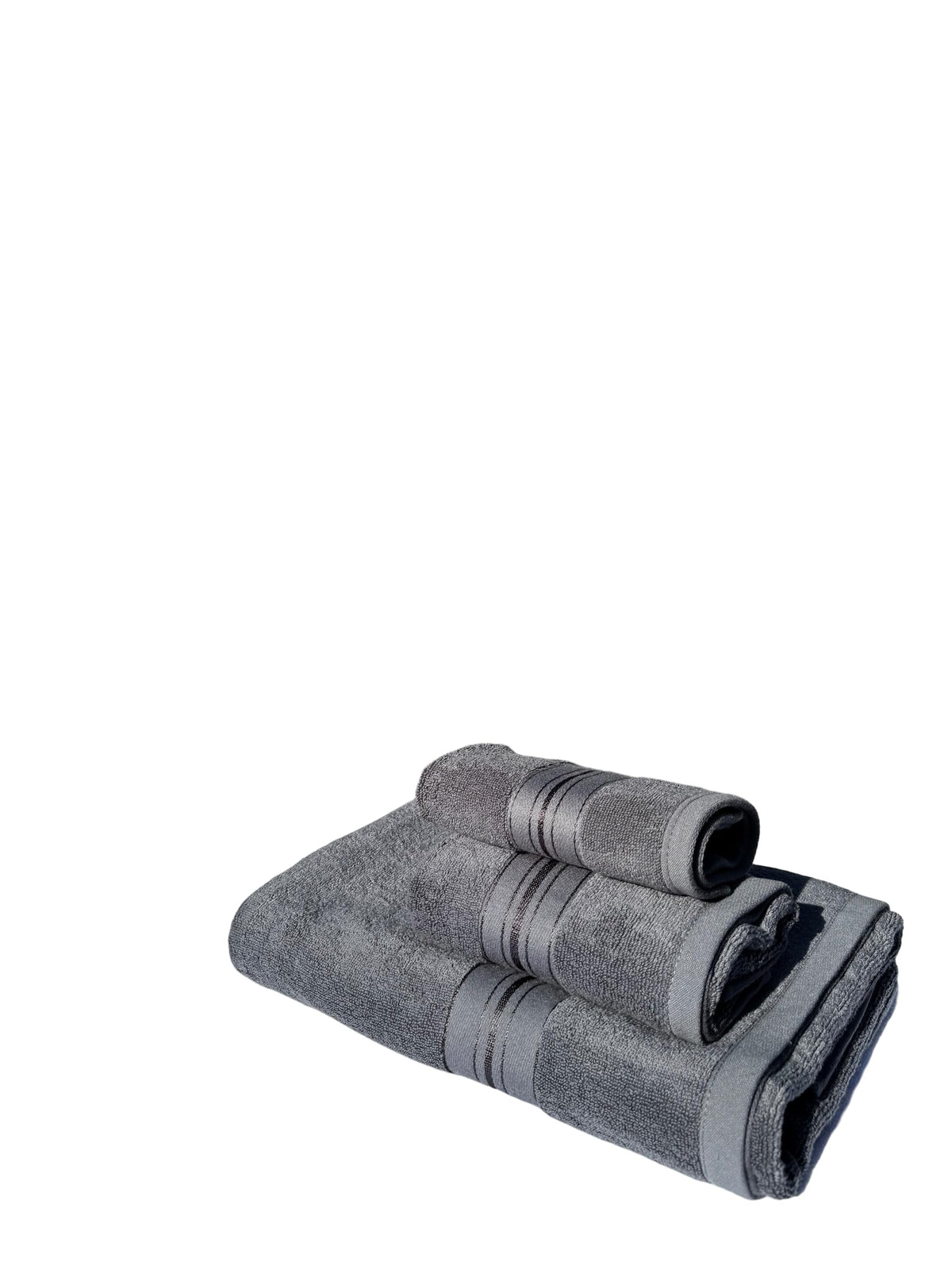 3 Piece Towel Set, 100% Cotton, Fade Resistant & Skin Friendly (Grey)