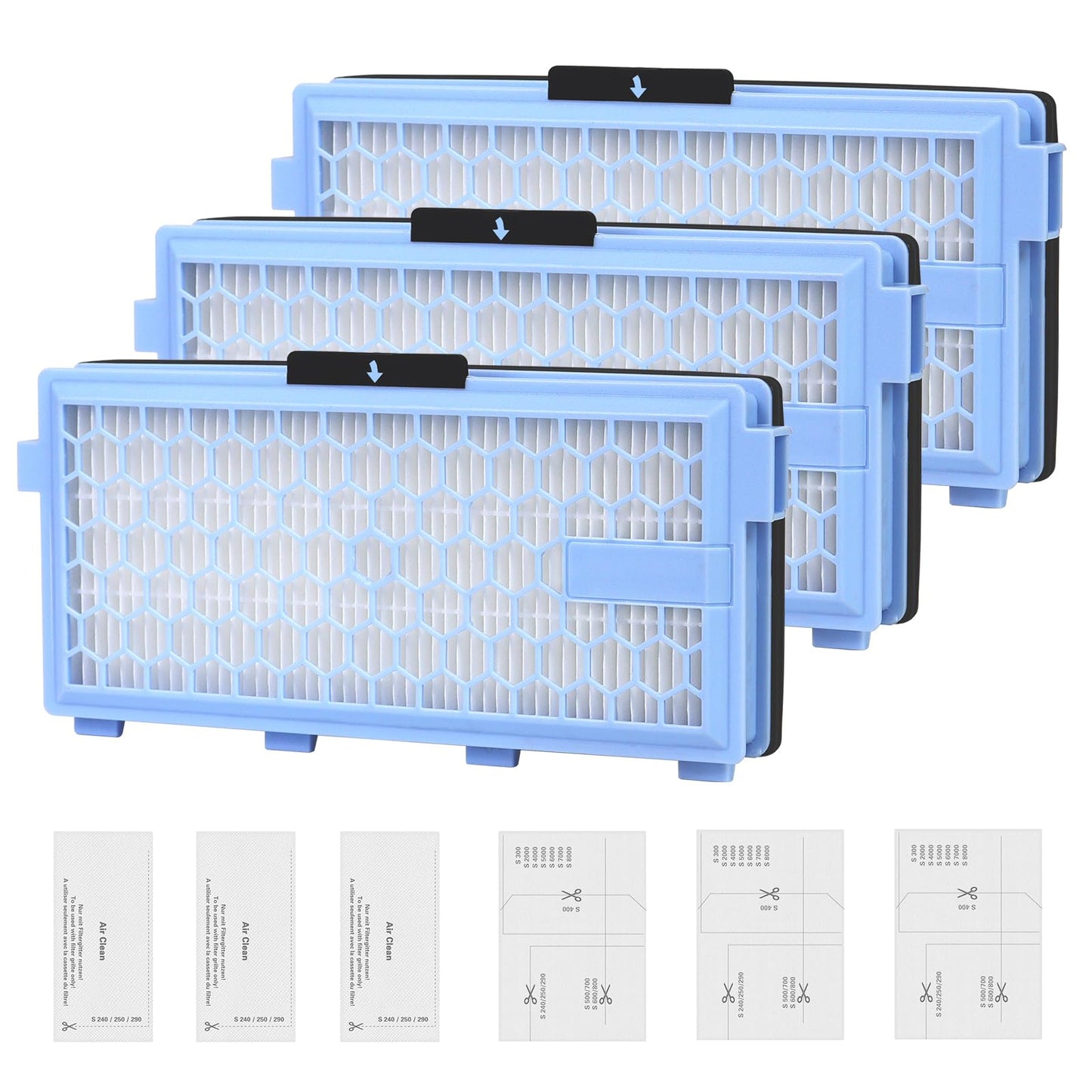 3 Pack SF-HA 50 Filters Compatible with Miele Active Air Clean Filter Compact C1/C2 Complete C2/C3, S8340 Guard S1/L1/M1 Vacuum Cleaner for S4 S5 S6