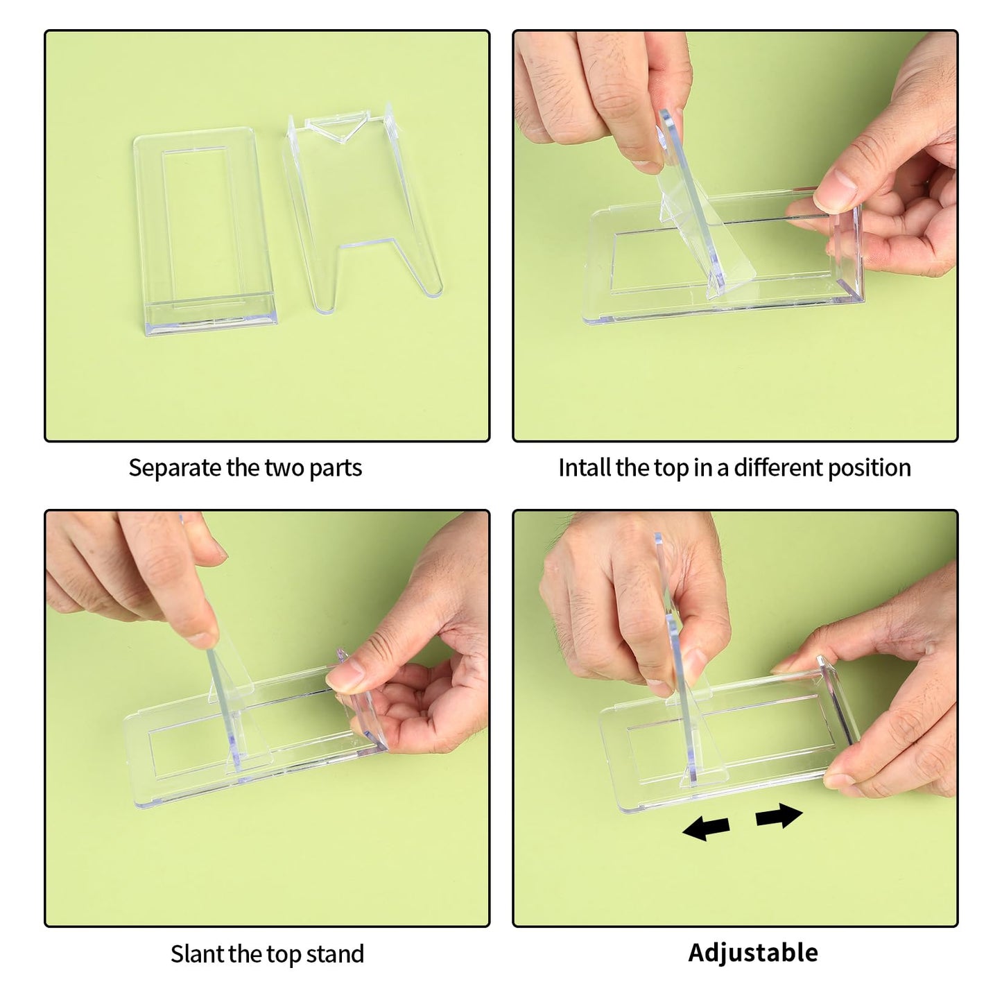13 Pcs Clear Display Stands - Acrylic Plate Holders with Adjustable Easels for Mobile Phones, Photos, Cards, Books