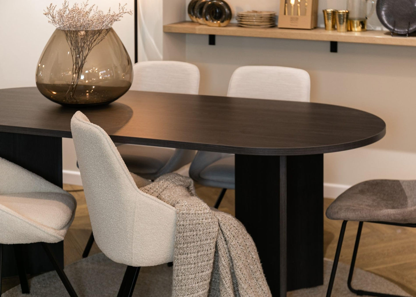 SELSEY Ovo Wood Dining Table 204x90x75cm, Ash Portland Oval Non-Extendable Design, Seats 6 to 10