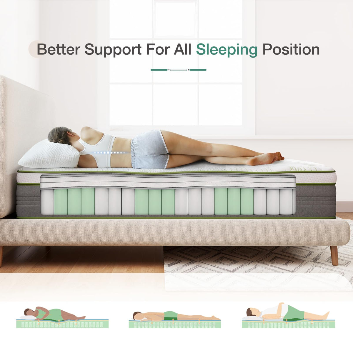 Novilla 3FT Single Mattress 9.4 Inch Deep Pocket Sprung Mattresses, CertiPUR-US Memory Foam Hybird Mattress