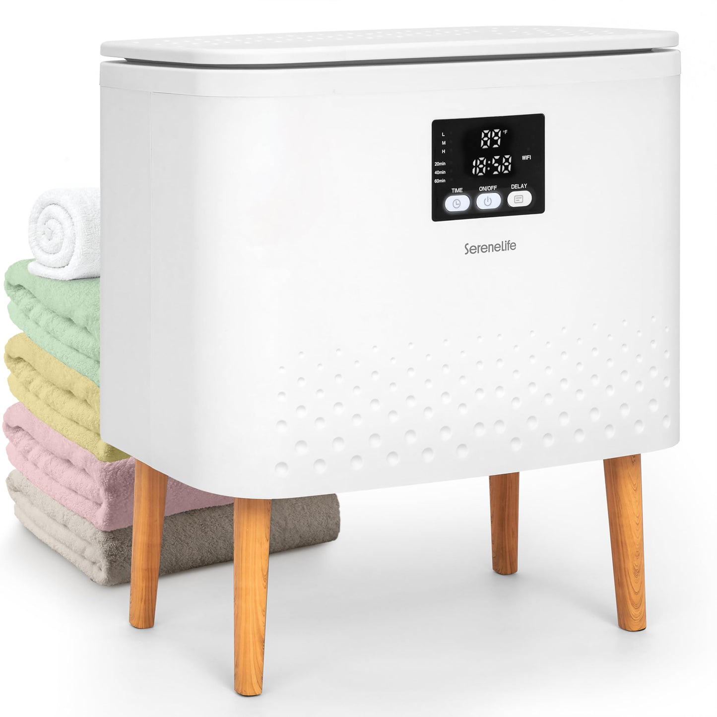 SereneLife Towel Warmer 20L Bucket – Wi-Fi Heater, Large Capacity Hot Spa & Blanket Warmer with Auto Shut Off, Energy Efficient, White