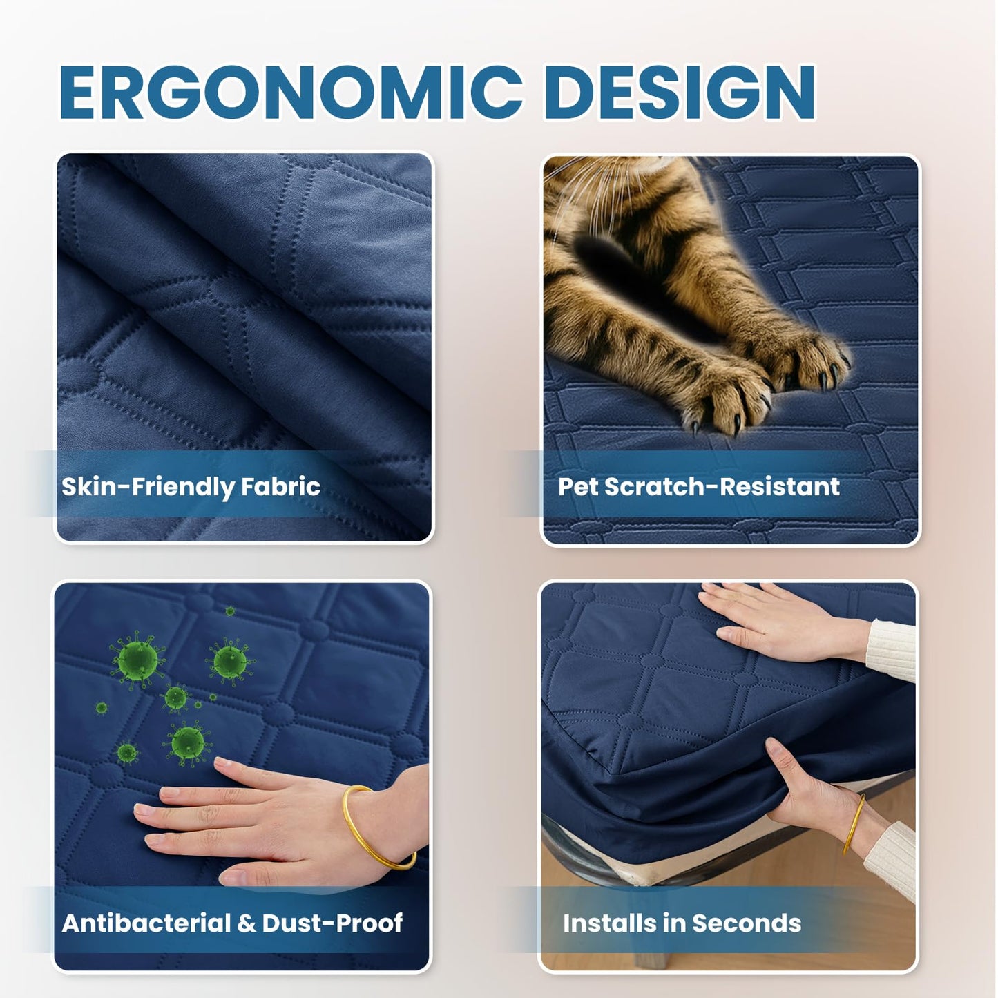 Ystyle Fitted Sheet 90 x 200 cm, Microfibre, Fitted Sheet - Mattress Height up to 30 cm, Navy Blue