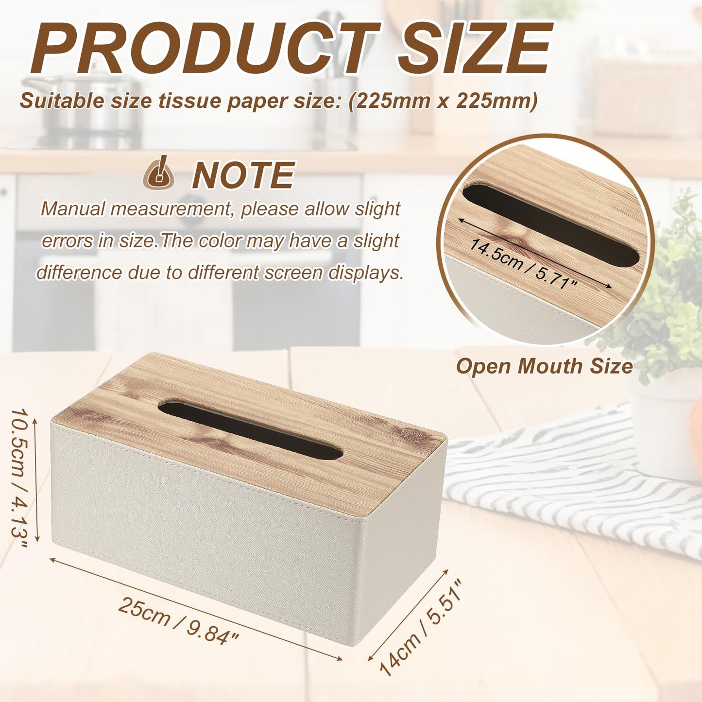 sourcing map Tissue Box Cover, Rectangle Modern Tissue Box Holder with Magnetic Closure for Living Room Bedroom Office Hotel Desk