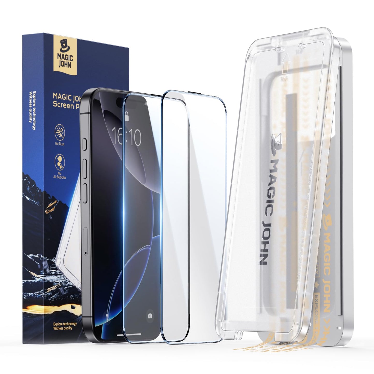 MAGIC JOHN 3rd Gen Upgraded for iPhone 16 Pro Max Screen Protector 6.9 inch, HD Clear, Shatterproof Tempered Film, Auto Dust-Elimination, Bubble Free,