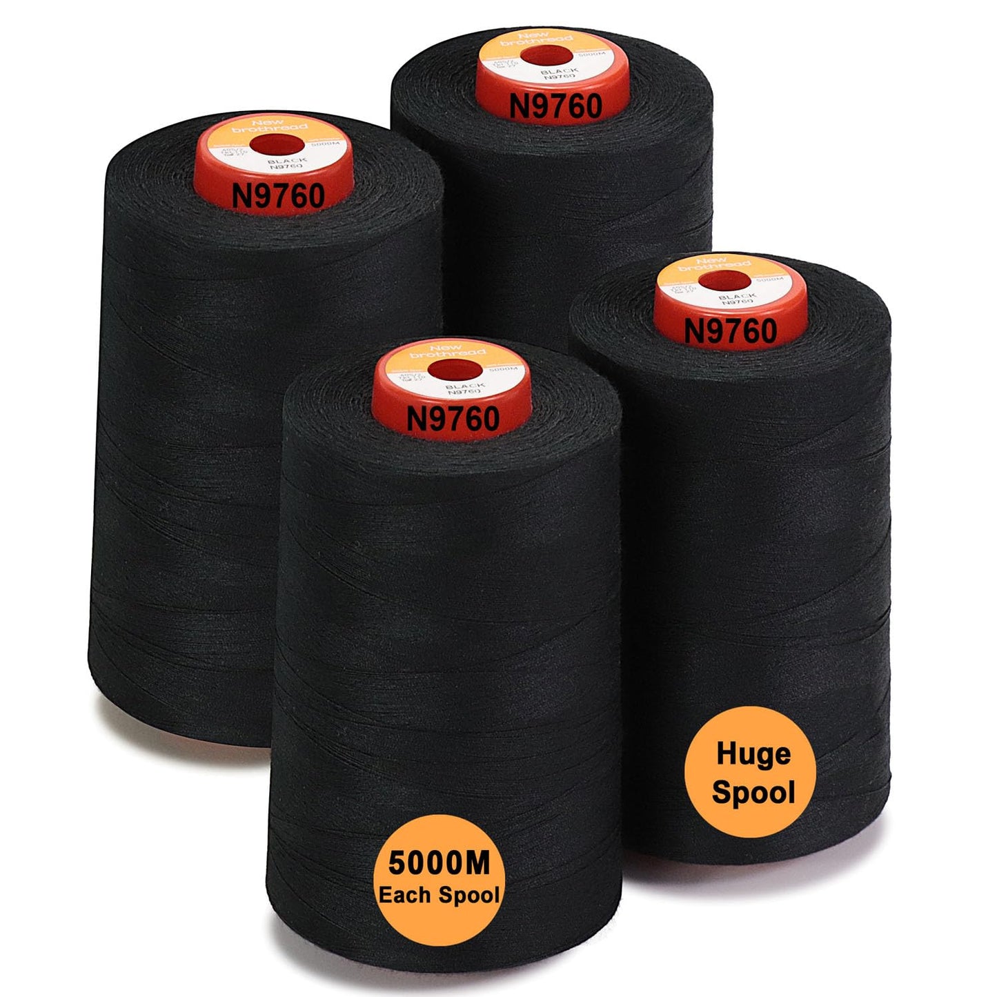 New brothread - 28 Options - 4 Large Cones of 5000M Each All Purpose Polyester Sewing Thread 40S/2 (Tex27) for Sewing, Quilting, Piecing, Serger and