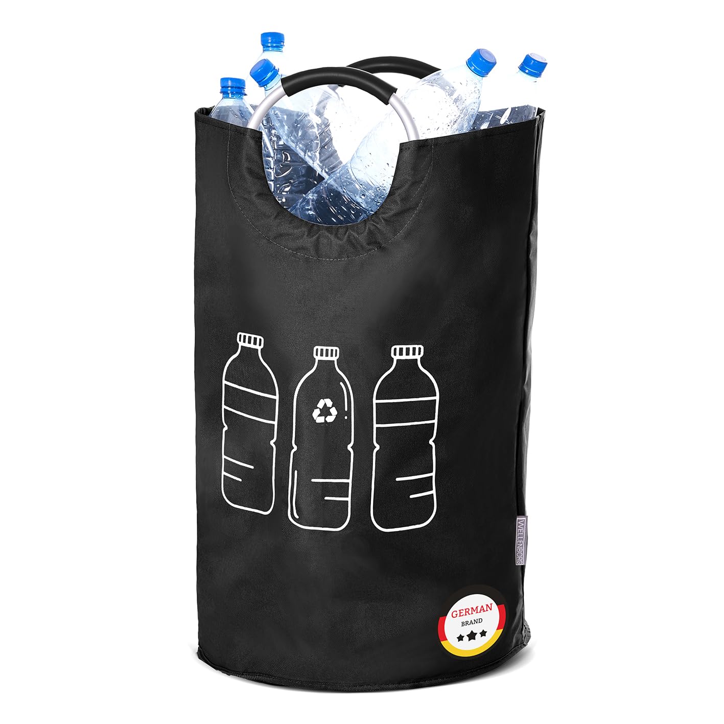 WELLENBORG® Foldable Deposit Bottle Collection Container Foldable Black - Waterproof Bottle Collector Large Basket