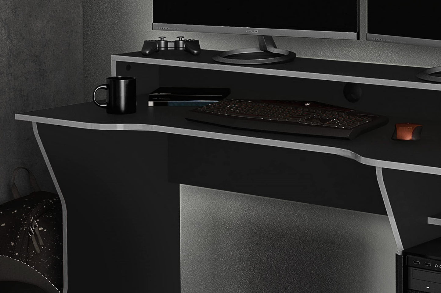 Birlea Enzo Gaming desk, black & Silver