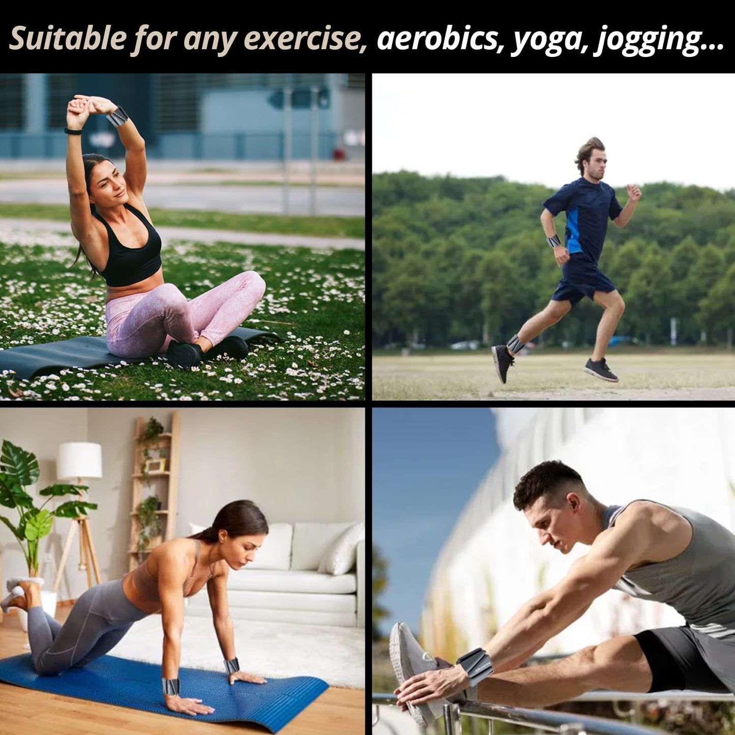 Wrist & Ankle Weights, Adjustable Bands for Women & Men Workouts, Set of 2 (1lb & 2lb each/1kg & 2kg total) Running, Jogging, Yoga, Pilates, Aerobics,