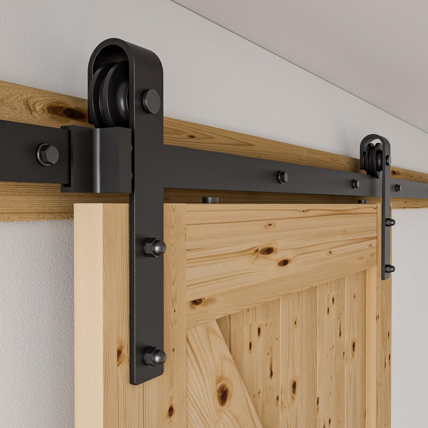Sliding Barn Door Kit 6.6FT/200CM Black Heavy Duty Barn Door Sliding Hardware Track Kit for Single Wood Door 100CM Wide