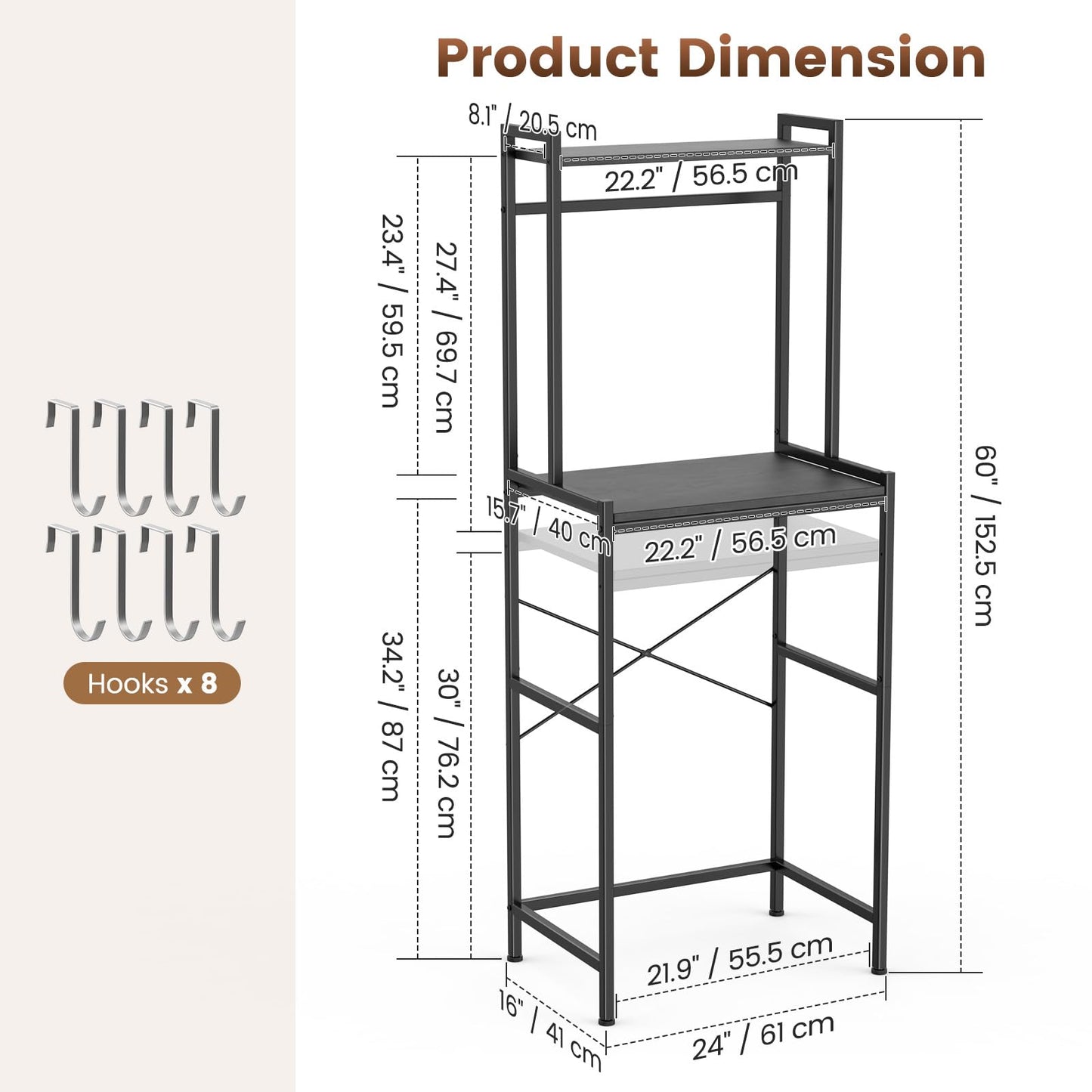 Housolution 2-Tier Mini Fridge Stand with Storage, Black
