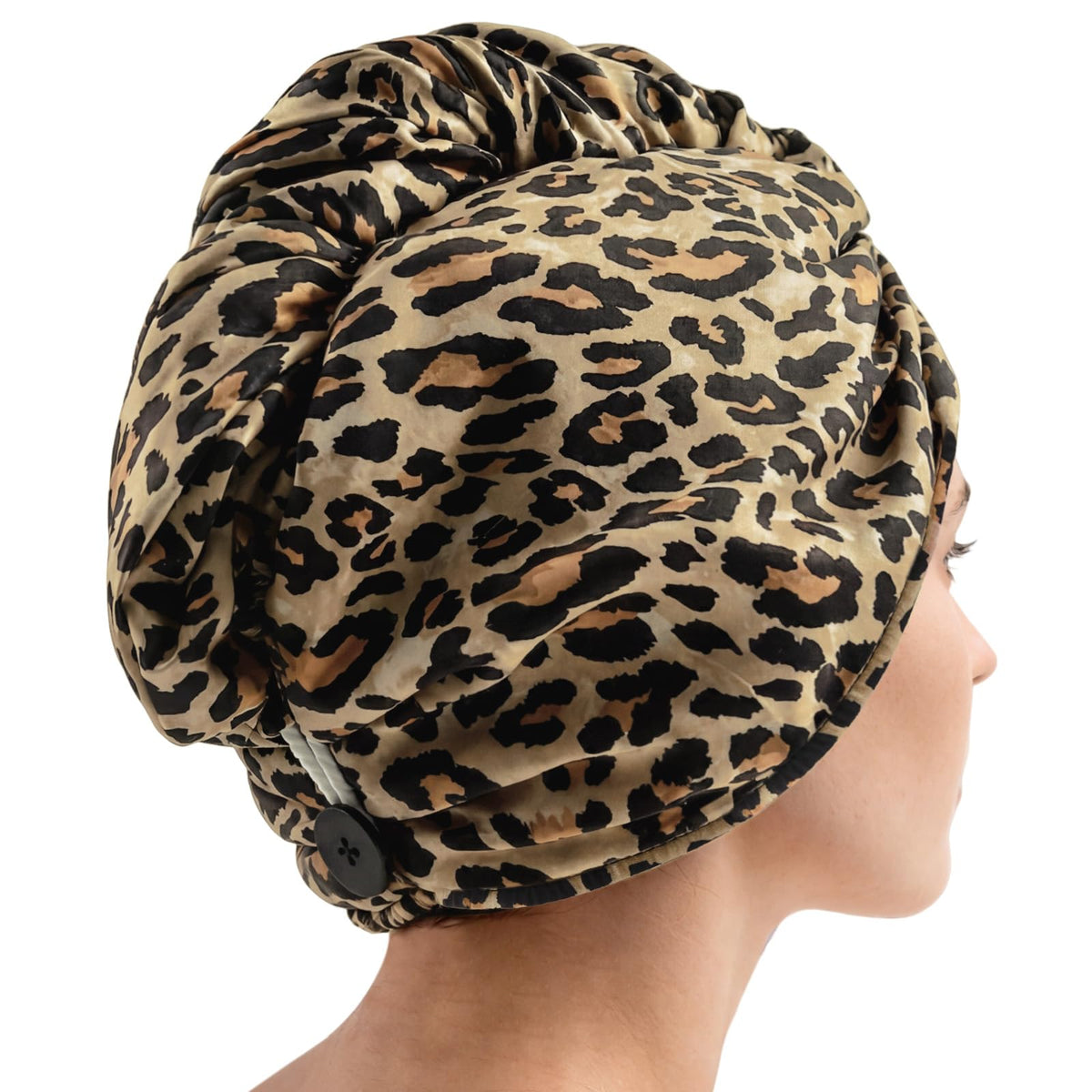 Lkw Ogechi Double Layer Microfiber Satin Hair Drying Towel Wrap 70x25cm with Button, Soft and Anti Frizz Hair Turban Towels