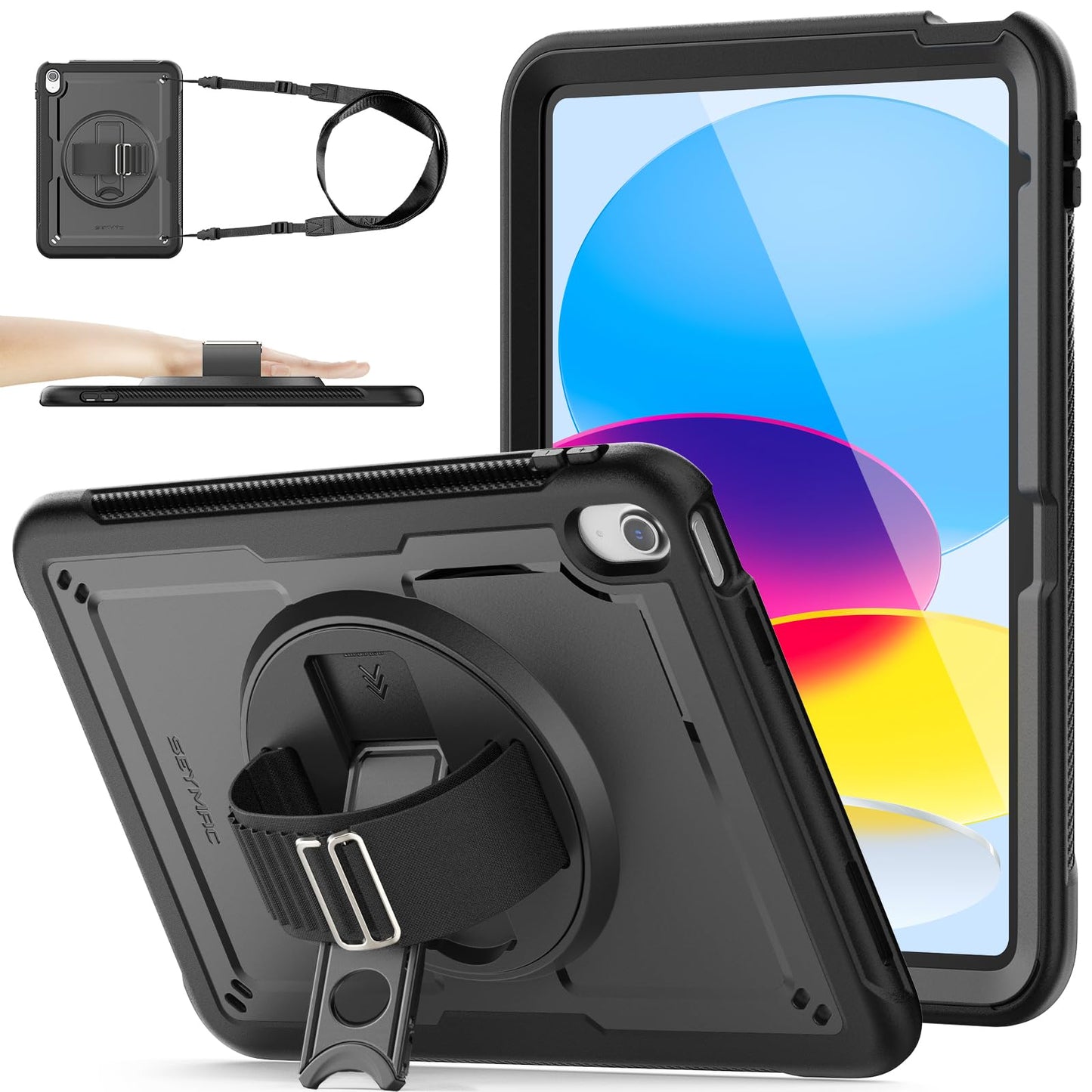 SEYMAC stock Case for iPad (A16) 11th/10th Generation 2025/2022 (11/10.9 Inch), Frosting-Anti-Slip Shockproof Case with Screen Protector, 360?