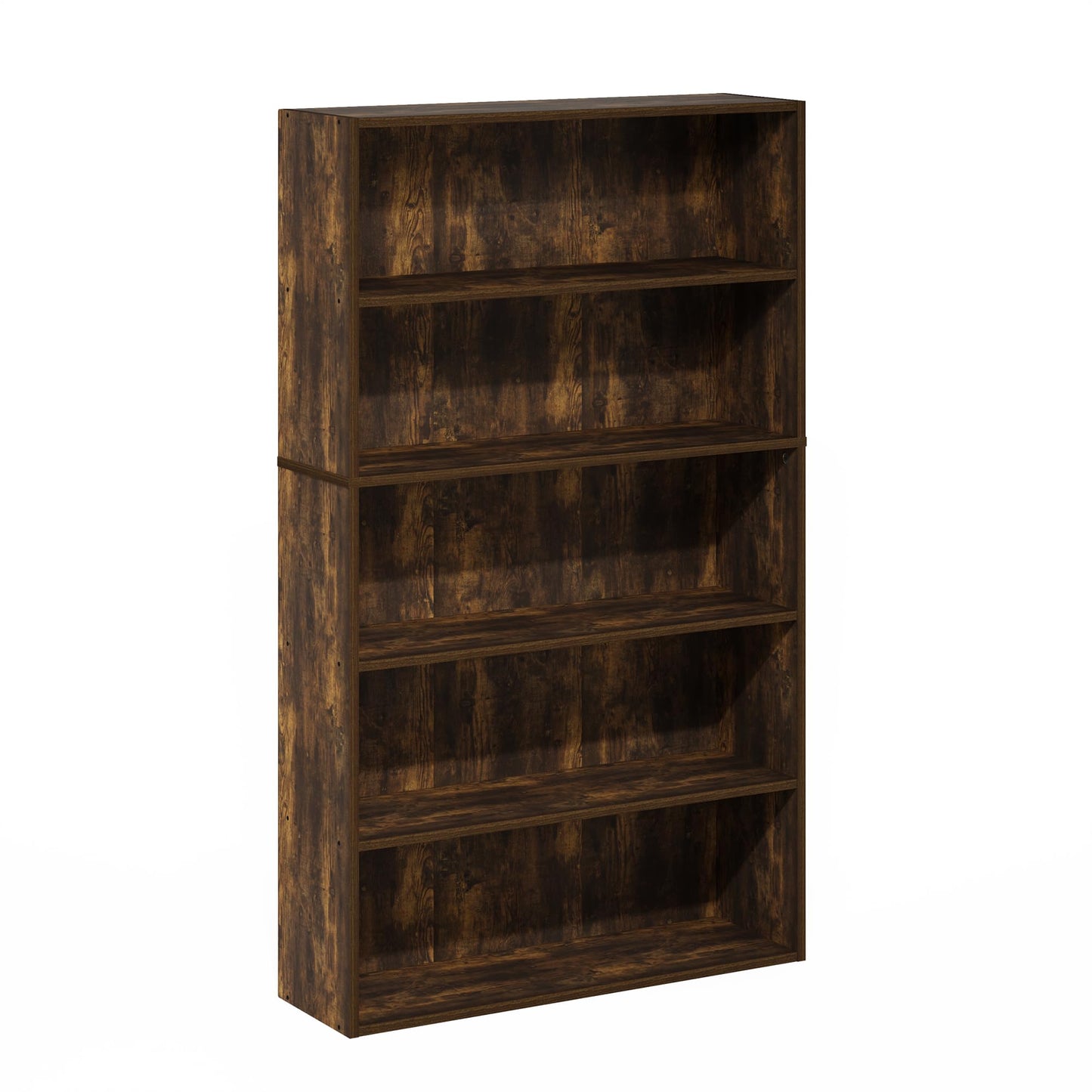 Furinno PASIR Book Shelf, 5-Tier Bookshelf, Bookcase with Open Shelf, 9.4 x 31.5 x 52.7, for Living Room, Bedroom, Home Office, Amber Pine