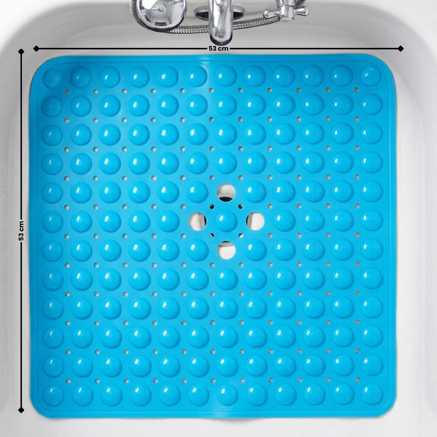 edihome, Non-Slip Bath Mat, 53 x 53 cm, Shower Mat, Shower Mat, Bubbles with Suction Cups, BPA-Free, Antibacterial, Mildew Resistant, Family Safety