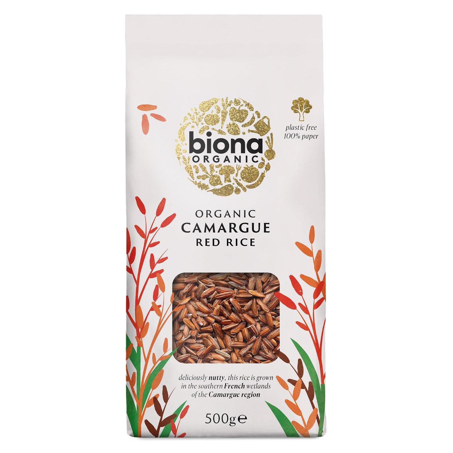 Biona Organic Red Camargue Rice Whole grain, 500g (Pack of 6)