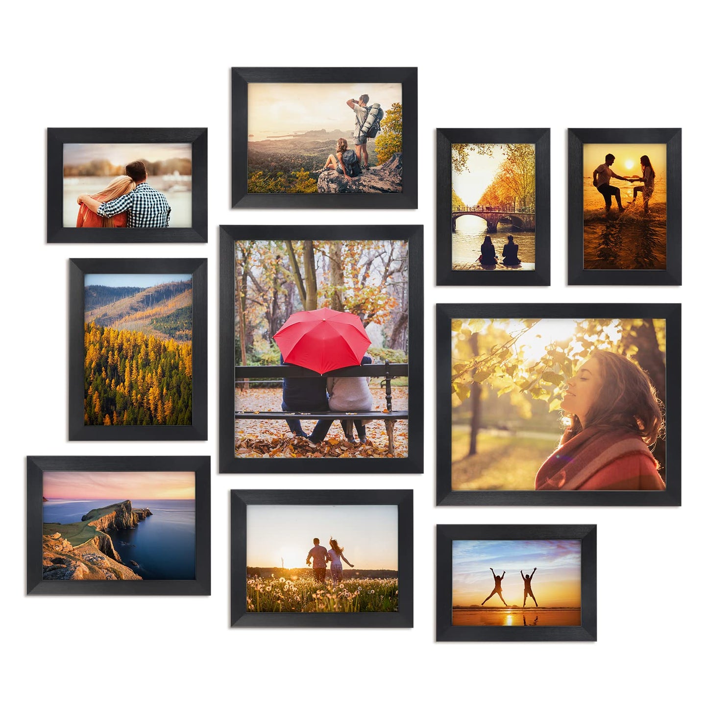 Giftgarden 10 Pcs Multi Picture Photo Frames Set for Multiple Size Photograph, Two 8x10, Four 4x6, Four 5x7, Black