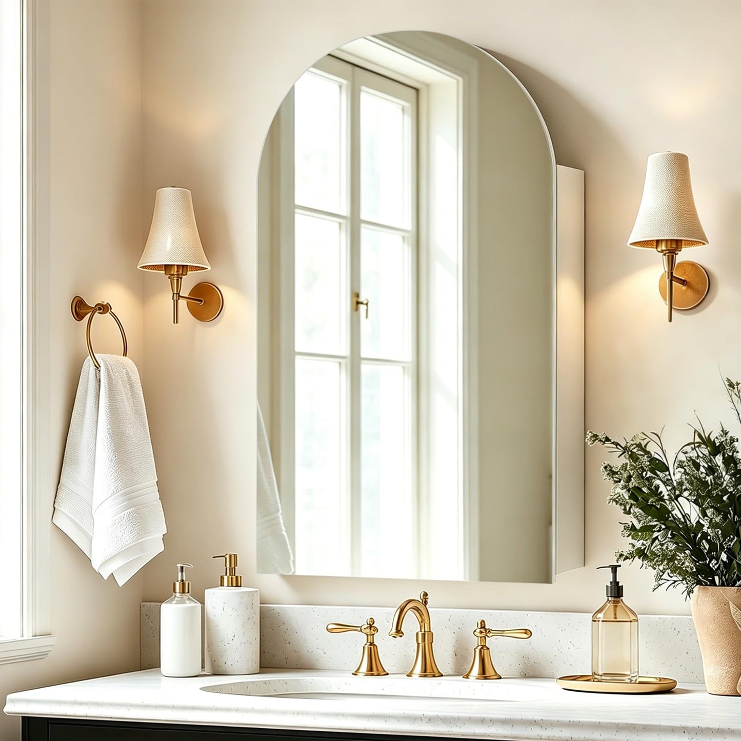 Ymahizax Arch Bathroom Mirror Cabinet