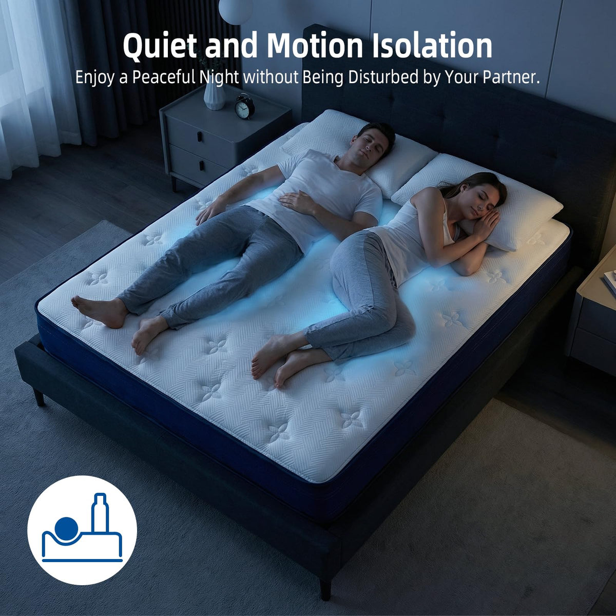 Lavfine King Size Mattress - 5FT Memory Foam with Pocket Spring Hybrid, Medium Support, Motion Isolation, Breathable Soft Fabric, Comfortable Sleep