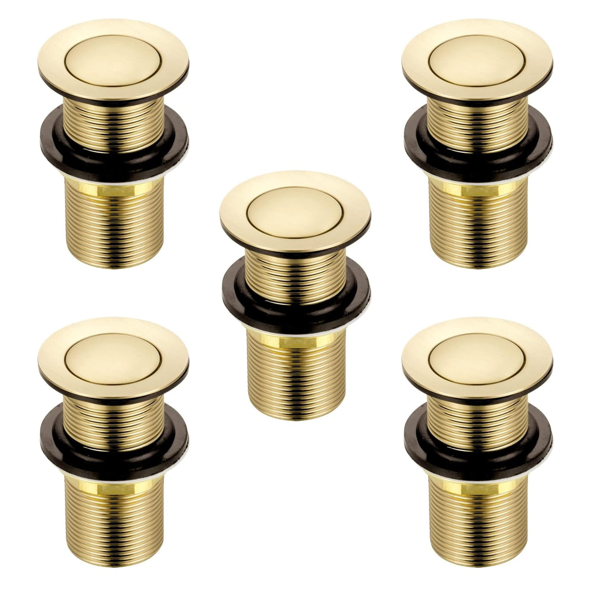 Xcel Home 5x Brushed Gold Unslotted Basin Waste | Click Clack Replacement Pop Up Brass Polished Bathroom Sink Plug