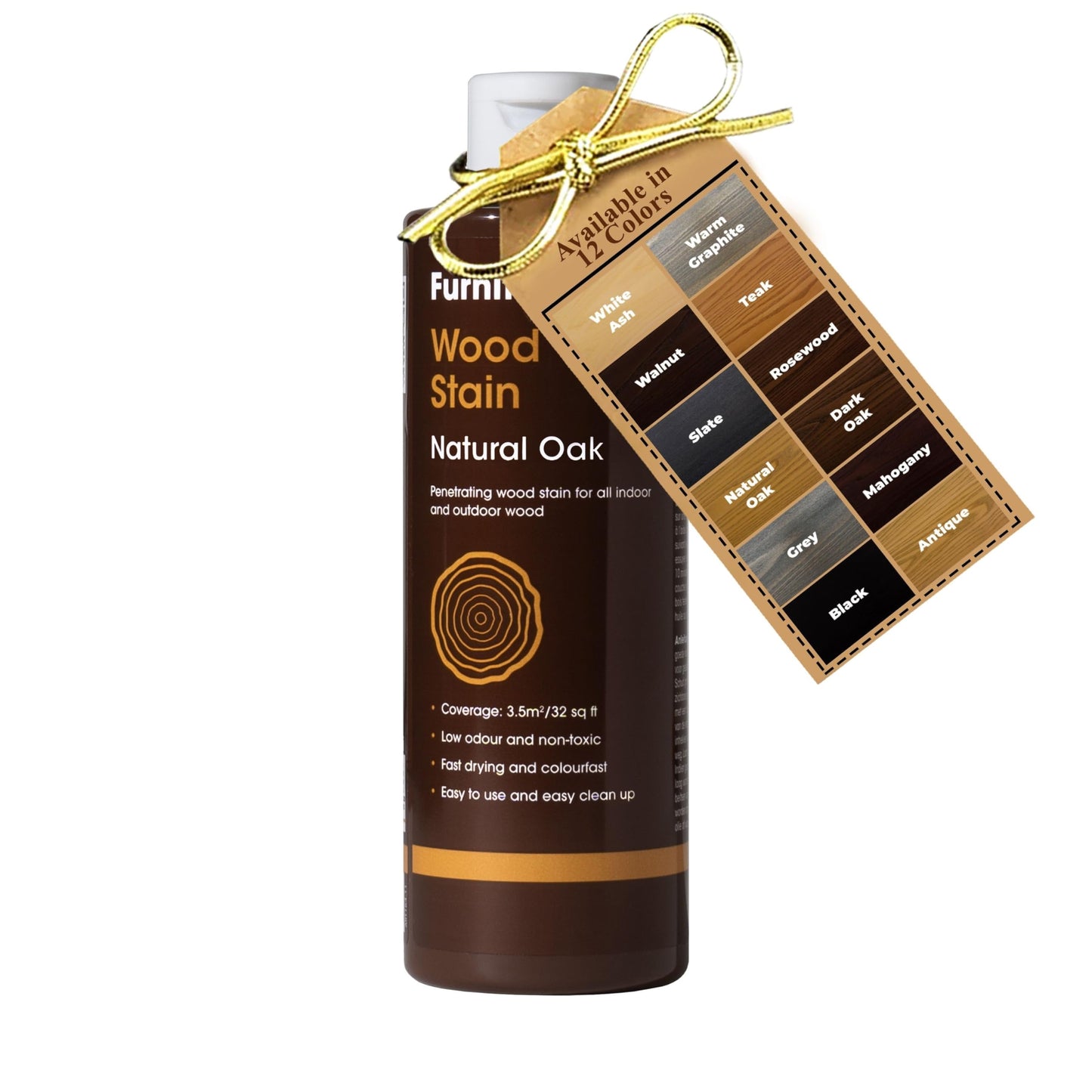Furniture Clinic Wood Stain (Natural Oak) ? Fast Drying, Highly Concentrated, and Easy-to-Apply Light Oak Wood Stain for All Indoor & Outdoor Wood ?