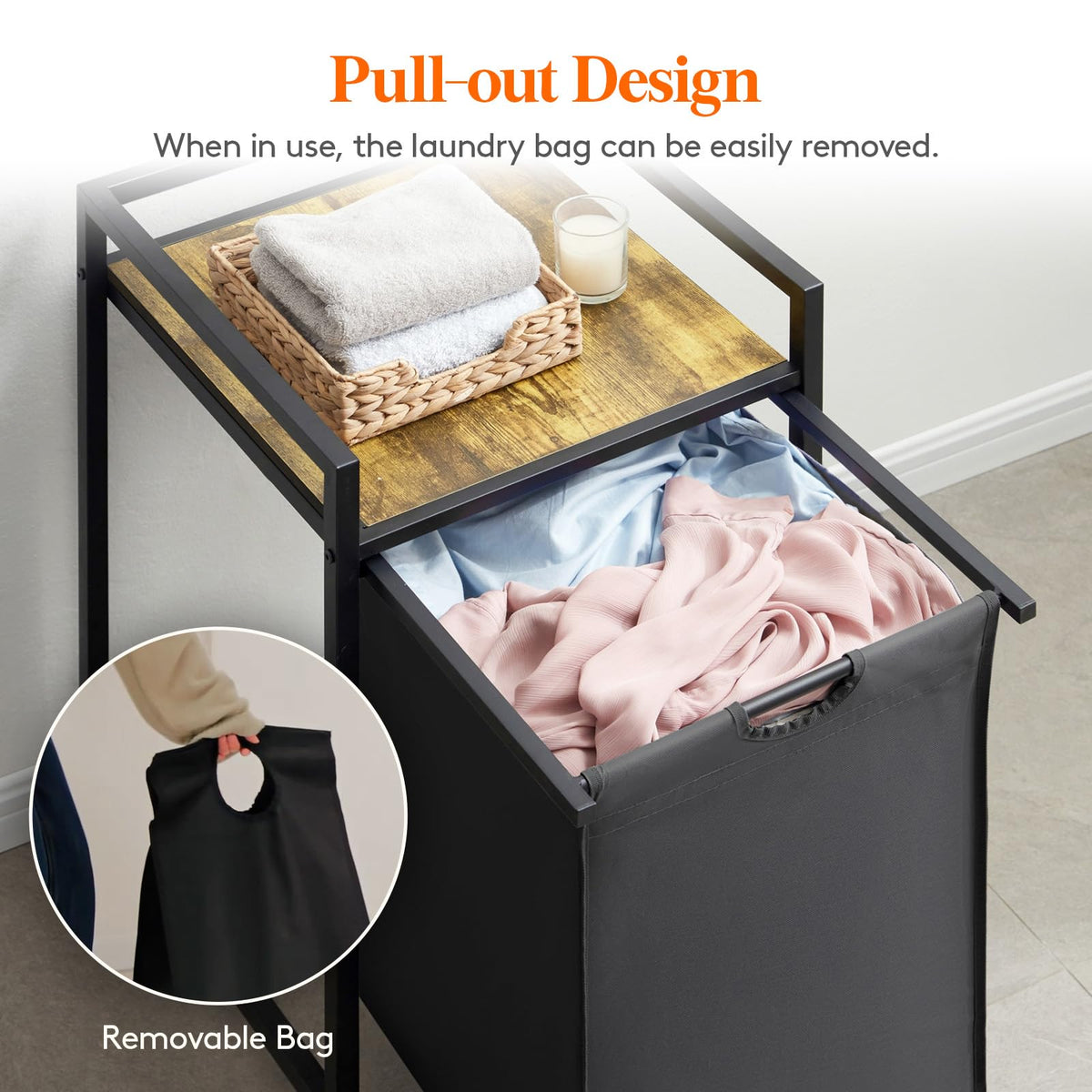 Lifewit Laundry Hamper, 69 L Laundry Basket with Shelf and Double Pull-Out Removable Bags, Laundry Sorter for Laundry Room Bedroom Bathroom Dorm,