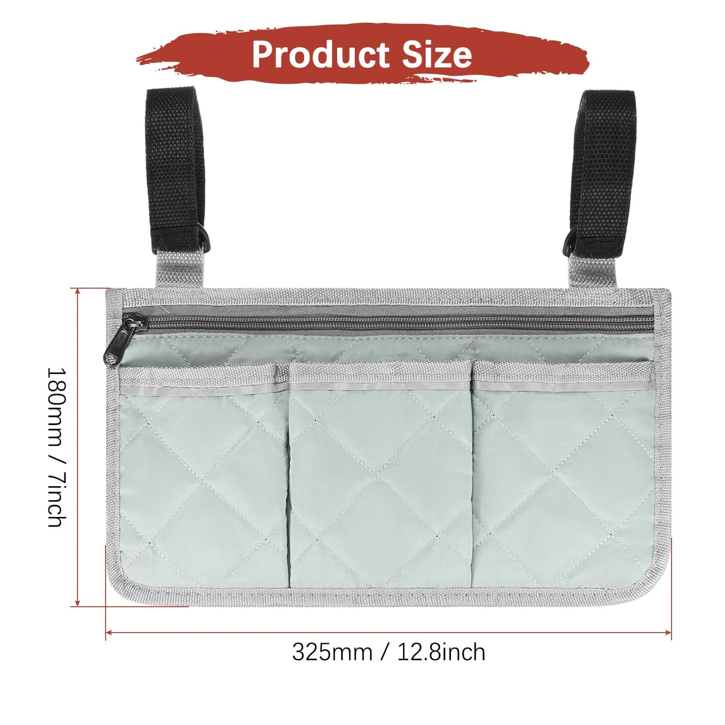 TIXIPEM 1-Pack Beach Chair Armrest Bag 12.8"x7" Polyester Grey