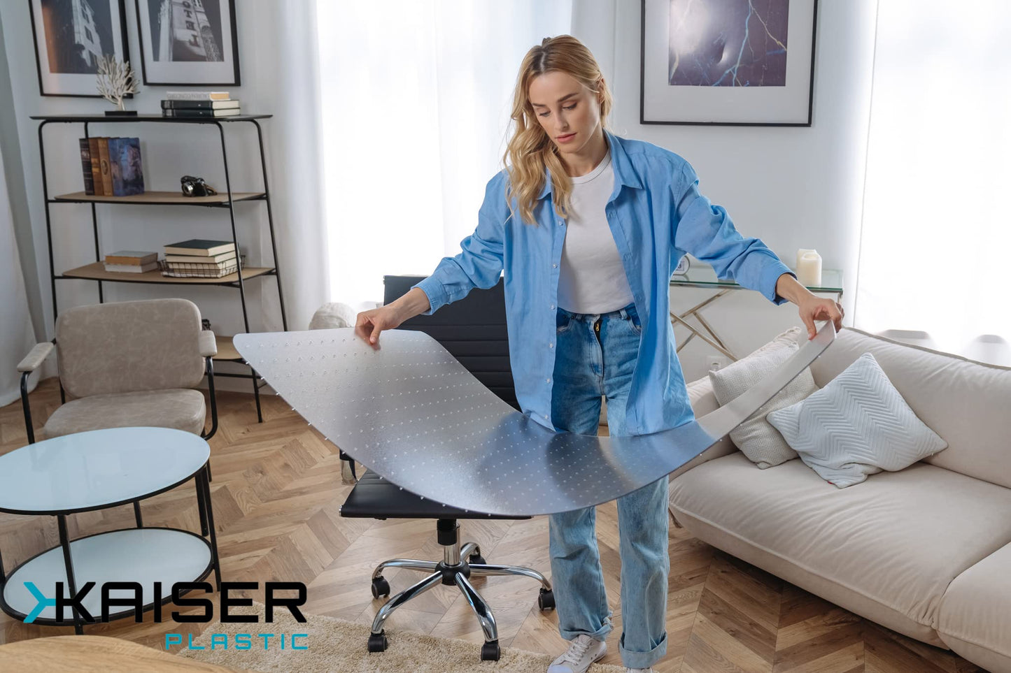 KAISER plastic® Chairmat Carpet PC 75x120 cm | Office Chair Floor Protector Mat for Carpets | Non-Slip Clear Desk Chair Mat