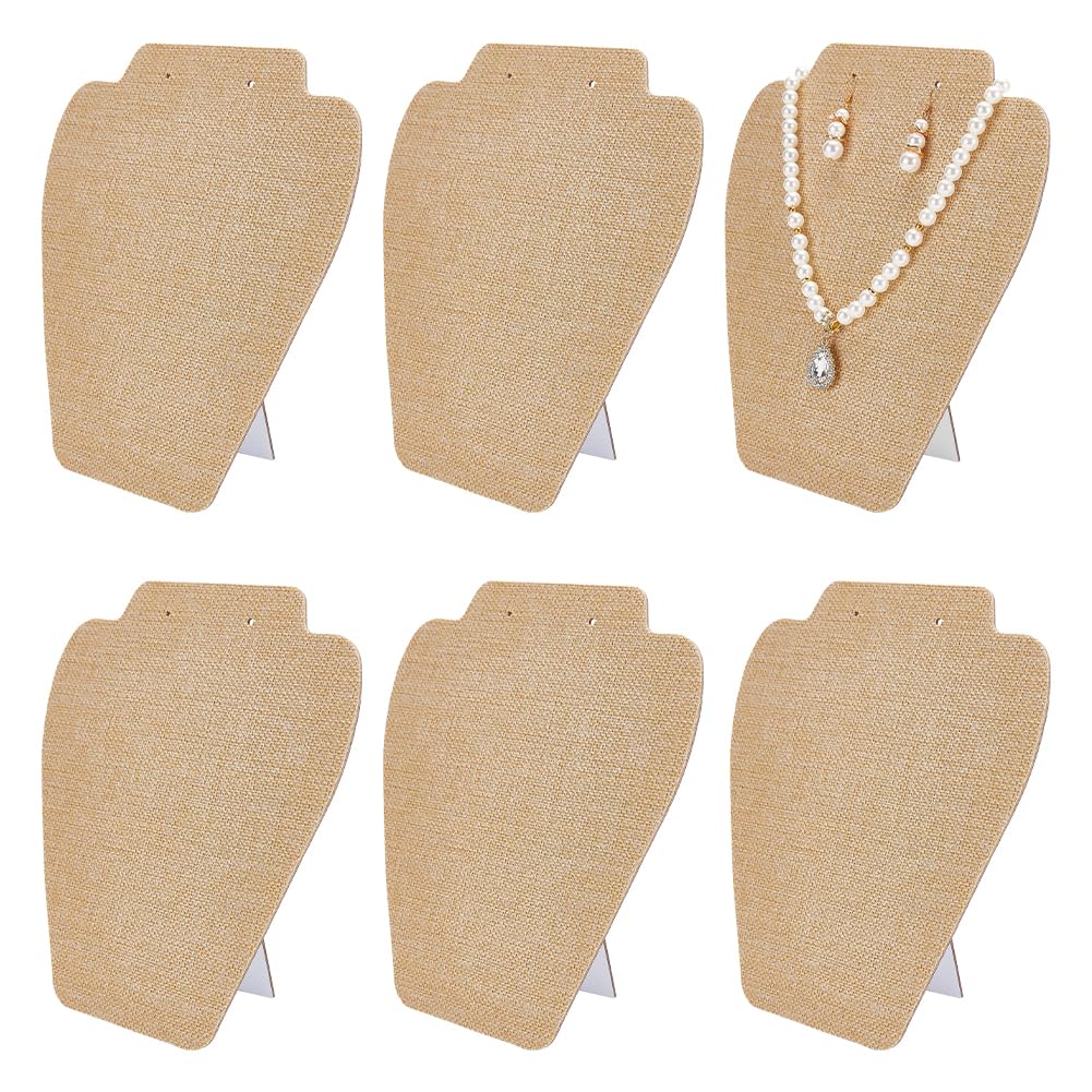 FINGERINSPIRE 6pcs Linen Earring Necklace Display Stand Tan Color