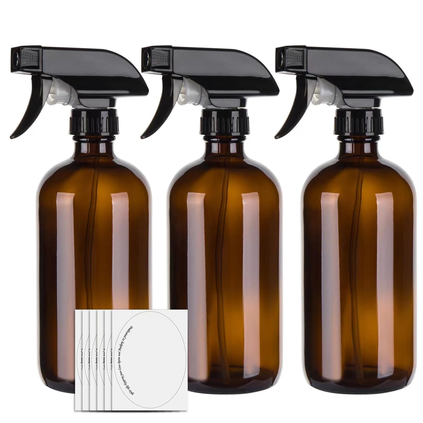 hmaimas 500ml Amber Empty Glass Spray Bottles for Cleaning, Mist Water Spray Bottle for Hair, Gardening and Essential Oils, Adjustable Trigger Sprayer