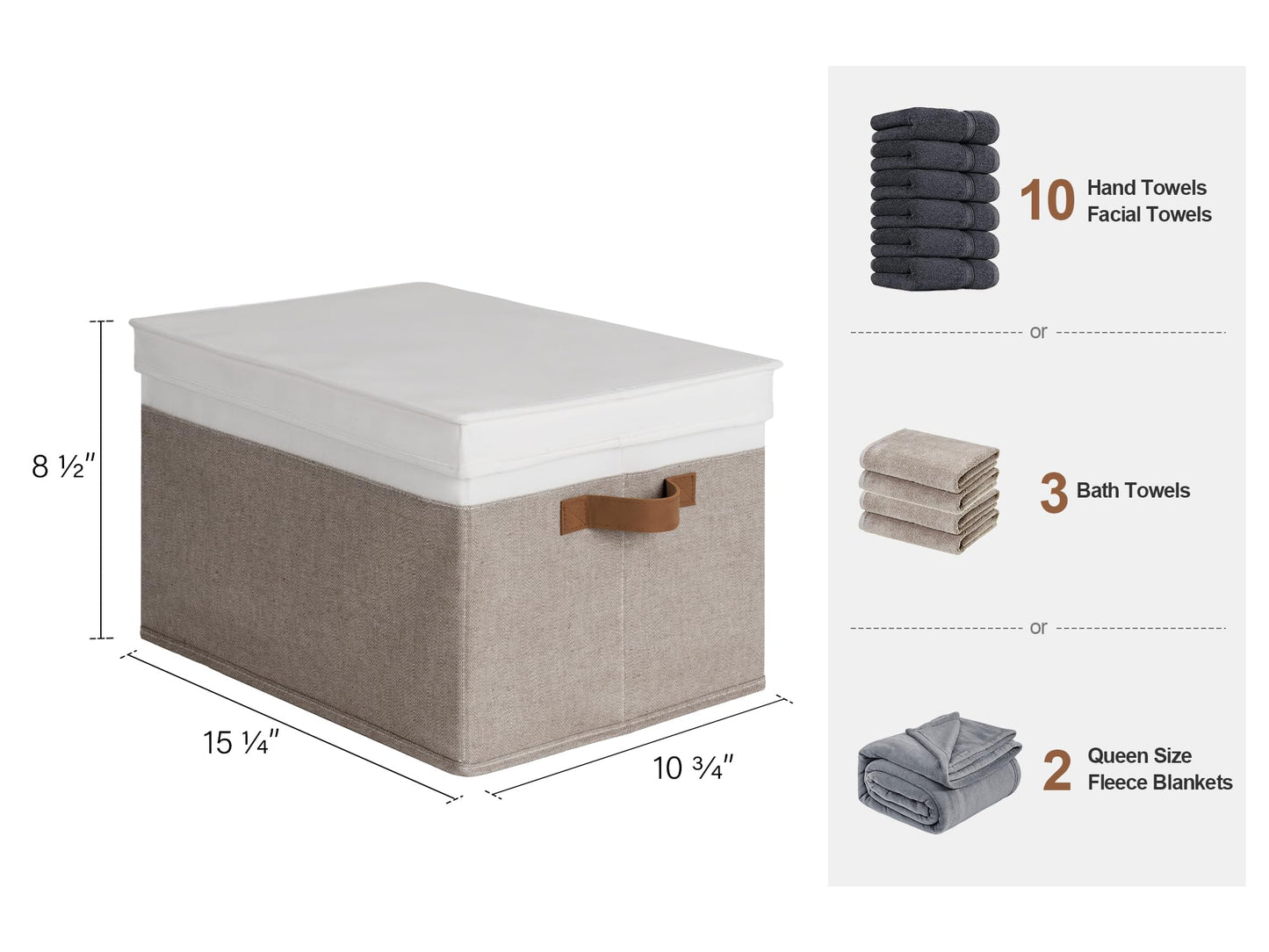 StorageWorks Storage Boxes with Lids Large, Fabric Storage Boxes with Lids, Foldable Storage Boxes for Top of Wardrobe