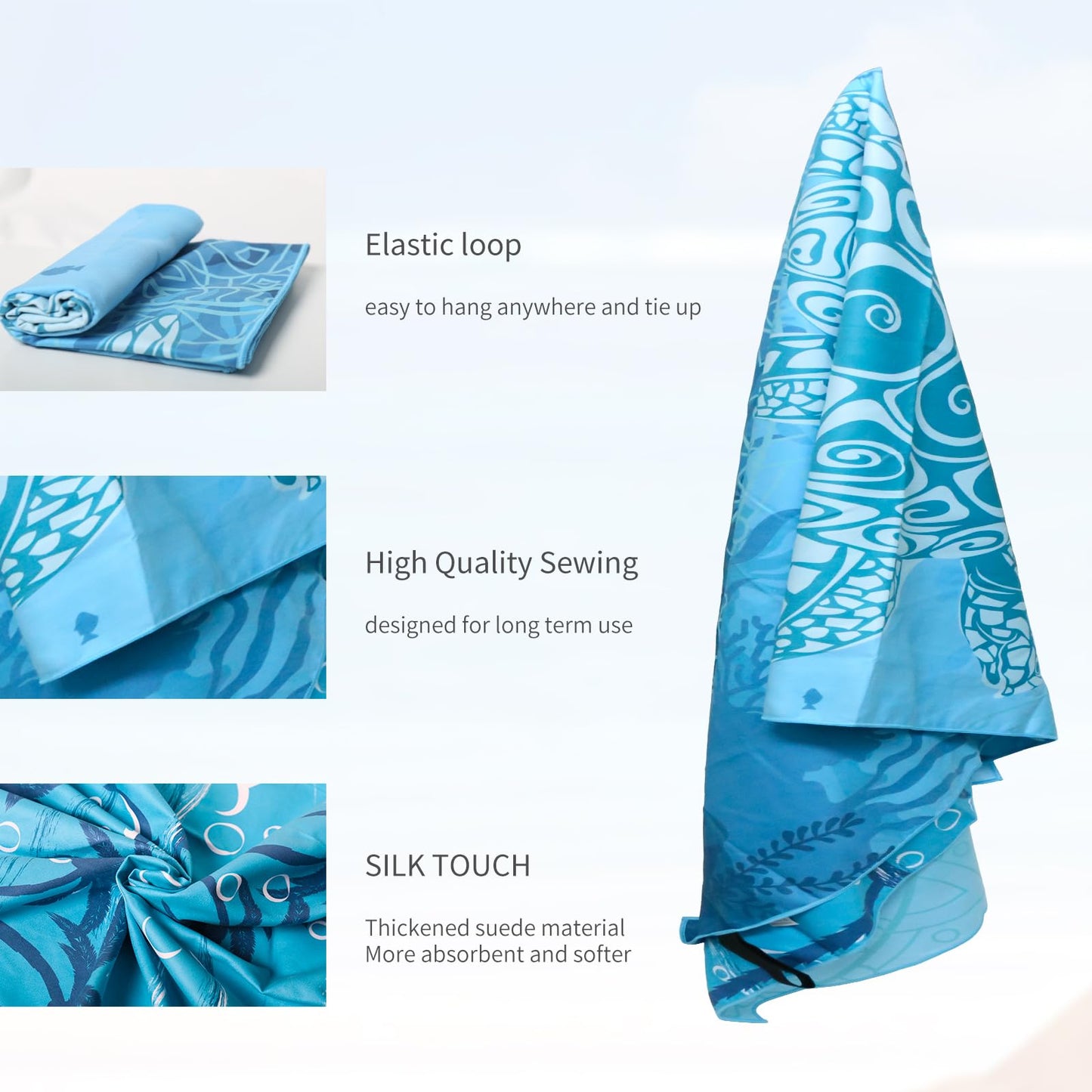 Vorvowry Microfibre Beach Towels for Adults Women Men Extra Large Lightweight Quick Dry Sand Free Travel Towel Double Sided Printing for Swim Sports