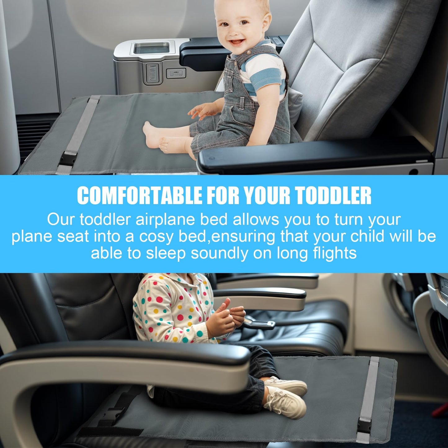 DINGBLUE Toddler Airplane Bed - Toddler Airplane Seat Extender Aeroplane Bed for Children Portable Foot Hammock for Kids Baby Plane Travel Essentials