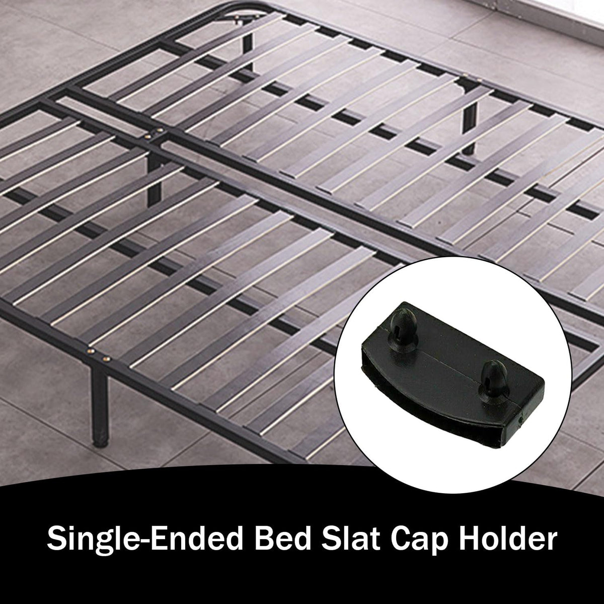 HANZMQIYJJ Bed Slat Holders, 50mm Bed Slat Caps, Side Slat Holders Replacement for Single Double, King, Queen Size Beds- Plastic Replacement (Black)