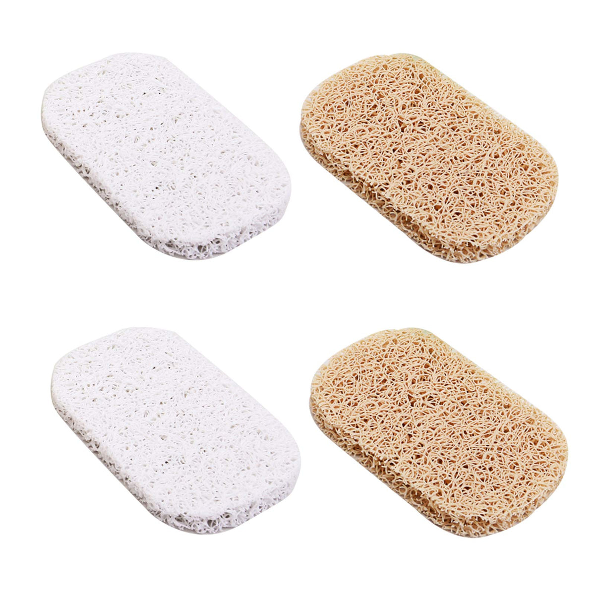 4-Piece Eco-Friendly Soap Lift & Drain Set - Non-Slip, Recyclable, Natural White - Perfect for Bathroom, Kitchen, Shower & Travel