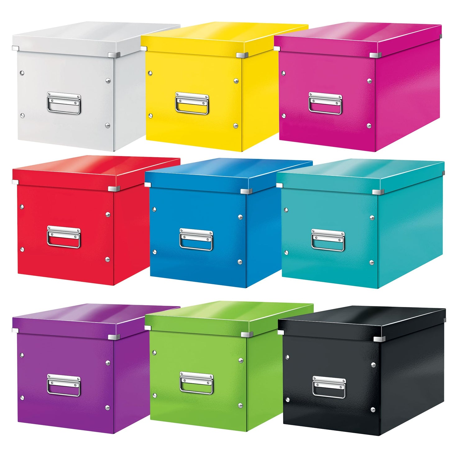 Leitz WOW Large Storage Box, Click and Store Range, Large Cube Storage Box, Red, 61080026