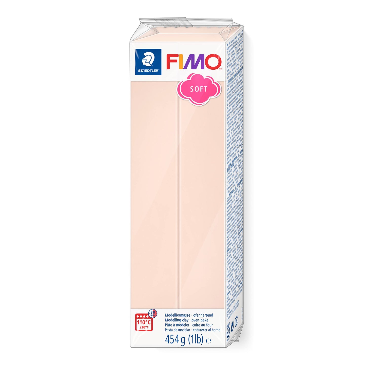 STAEDTLER 8021-43 FIMO Soft Oven-Hardening Polymer Modelling Clay - Pale Pink Light (1 x 454g Block)