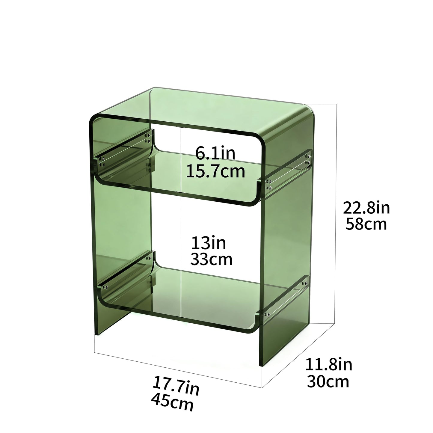 solaround Acrylic Side Table, 45 x 30 x 58 cm, Green