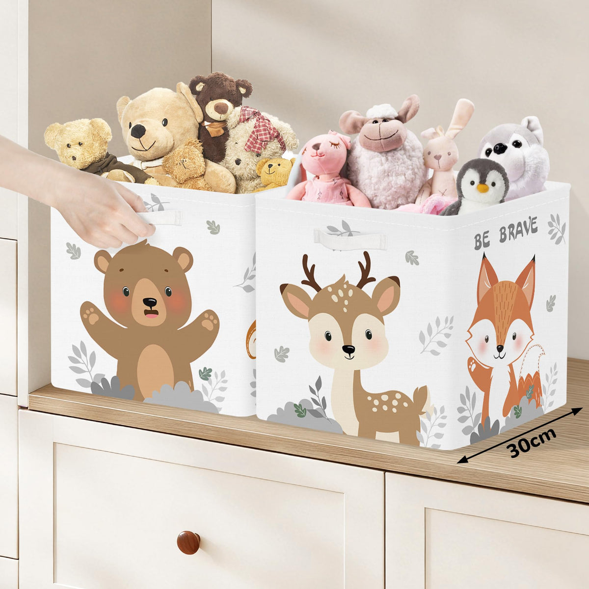Clastyle 3 pcs Cute Animals Cube Storage Boxes for Shelves Kallax Boxes