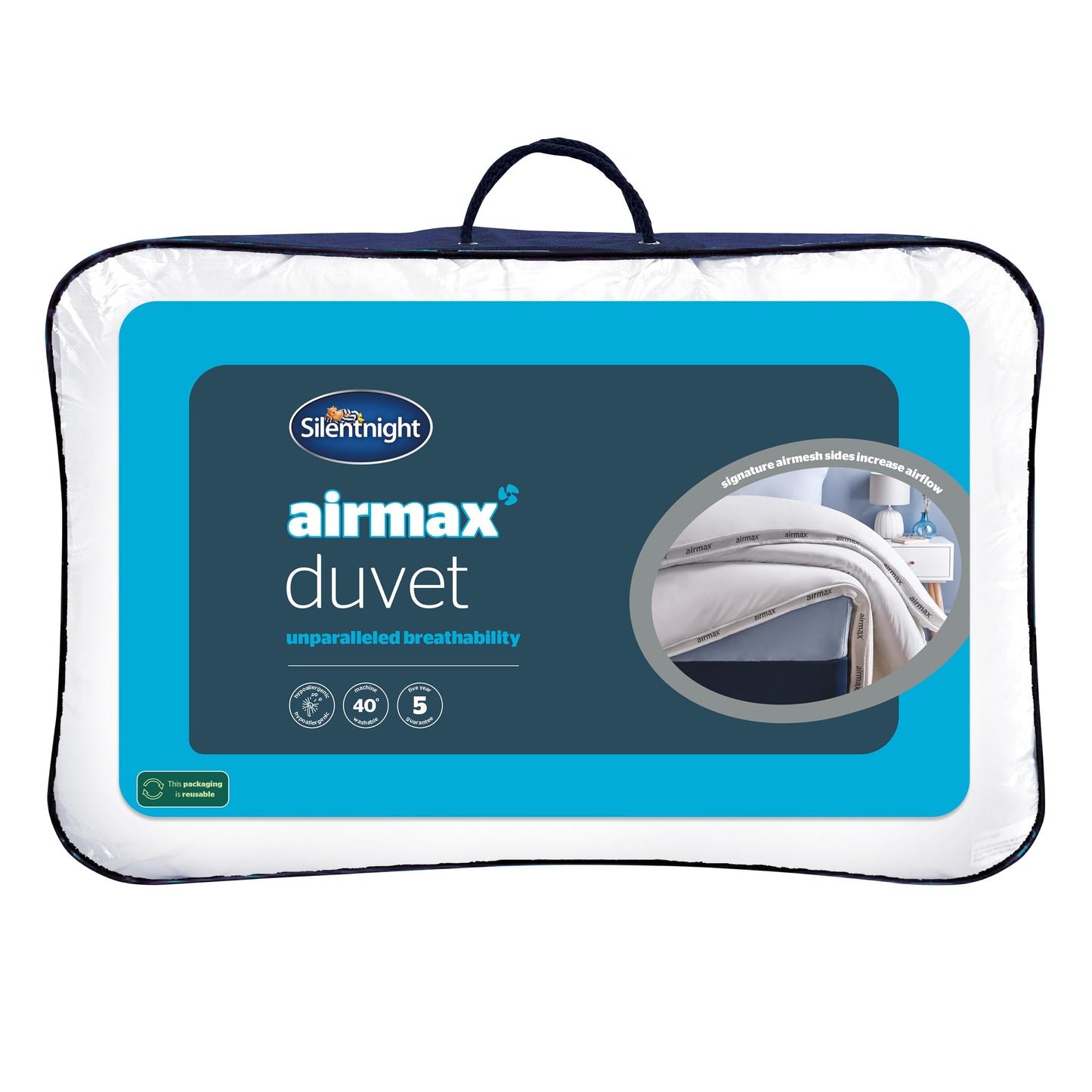 Silentnight Airmax Double Duvet  10.5 Tog Breathable All Season Duvet Quilt with Mesh Sides to Prevent Overheating  Machine Washable and