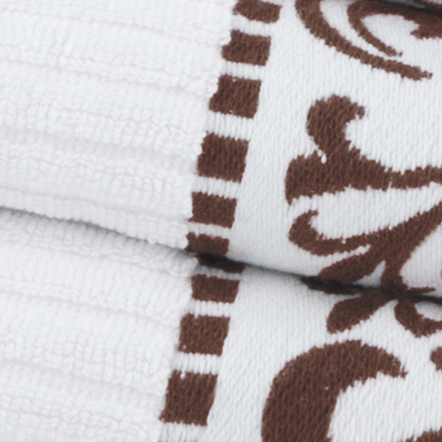 Superior 8 Piece Cotton Towel Set, Highly-Absorbent Plush Decorative Bohemian, Greek Key Trim Jacquard Dobby Border, Face Towels 13” x 13”