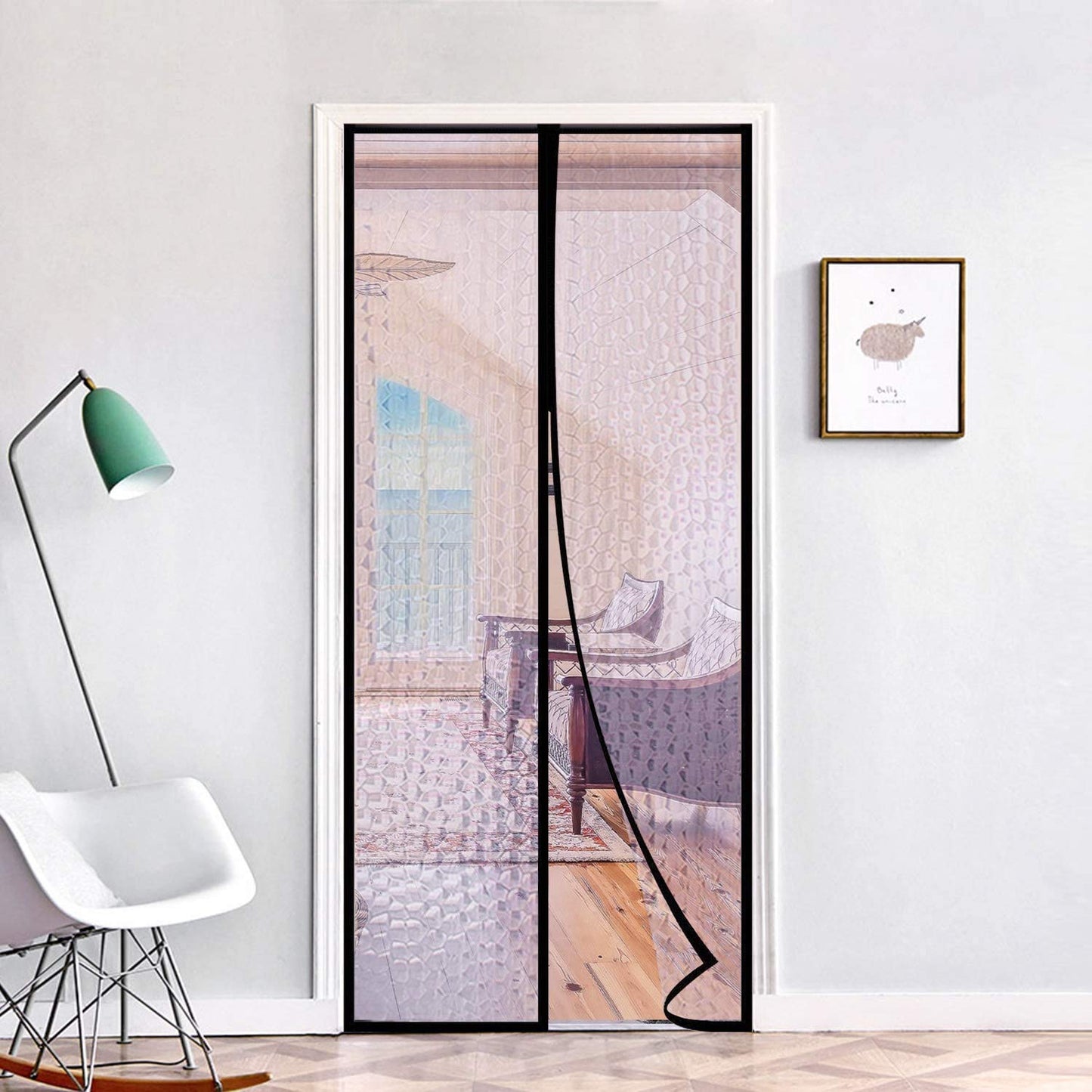 Magnetic Thermal Insulated Door Curtain Magnet Patio Door Cover Auto Closer to Keep Warm in Winter Cool in Summer for Air Conditioner Heater Room Home