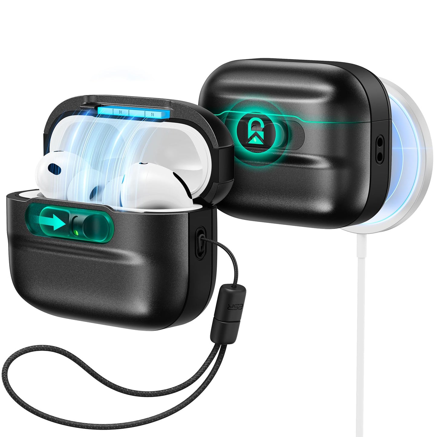 ESR for AirPods Pro 3 Case (2025), Compatible with AirPods Pro 3 (USB-C Cable), MagSafe Ready, Magnetic Lid Lock, Full Drop Protection Cover with