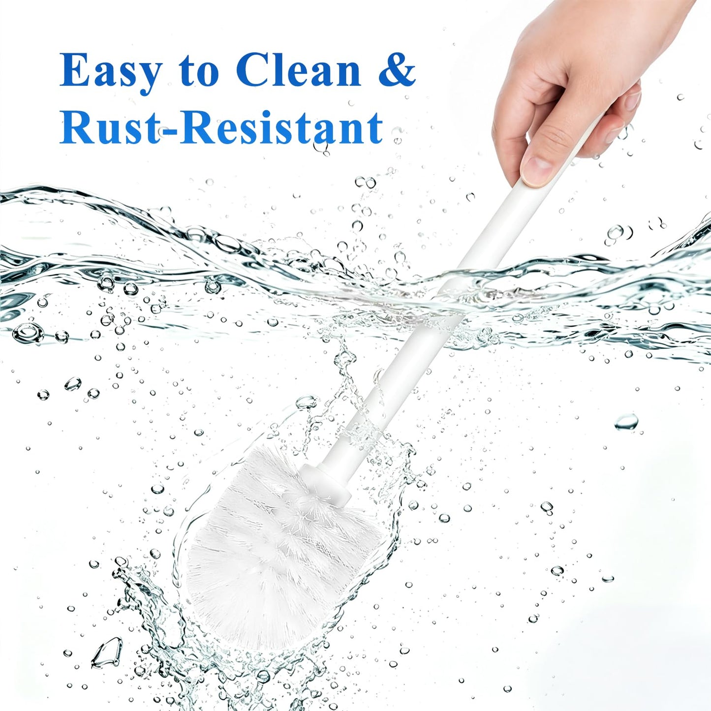 Toilet Brush, 4PCS Toilet Brushes with Stainless Steel Handle, Standing Stainless Steel Toilet Brushes for Bathroom Toilet-Ergonomic, Elegant,Durable