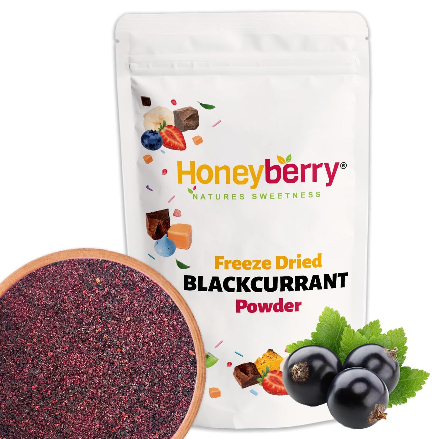 Freeze Dried Blackcurrant Powder 250g - No Added Sugar, 100% Natural, Gluten Free, Vegan Friendly