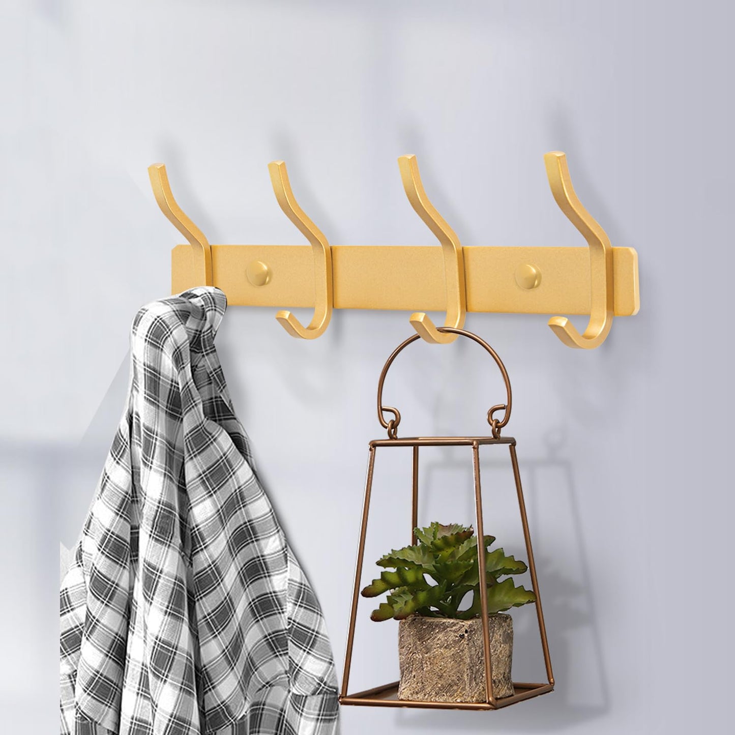 MEIJO Coat Hooks Wall Mounted, Coat Rack Wall Mounted Stainless Steel with 4 Hooks Heavy Duty Coat Hooks for Door, Bedroom, Bathroom, Kitchen