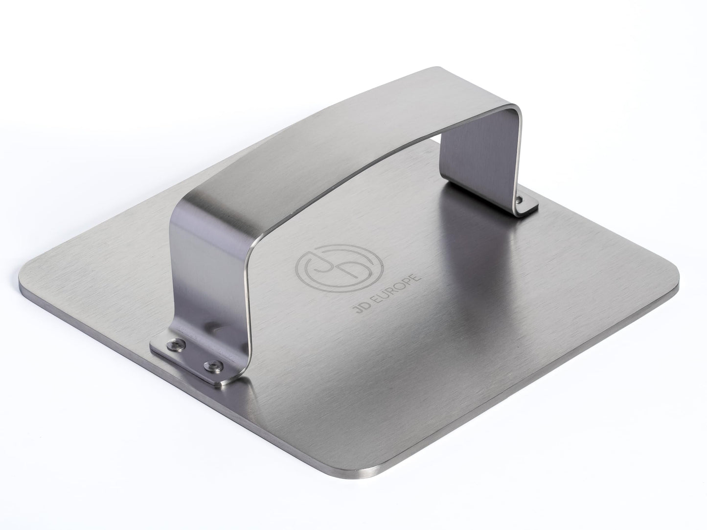 JD Europe 7 Inch Wide Stainless Steel Square Shape 1000g Weight Flat Bottom Meat Bacon Smashed Burger Press