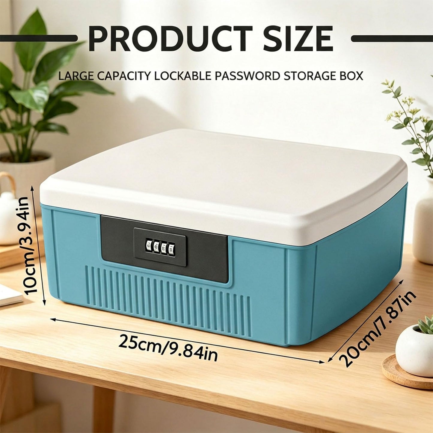 Joyseedi Lockable Storage Box Large Medicine & Food Safe Container with Combination Lock, 25×20×10cm Fridge Box with Removable Tray for Office