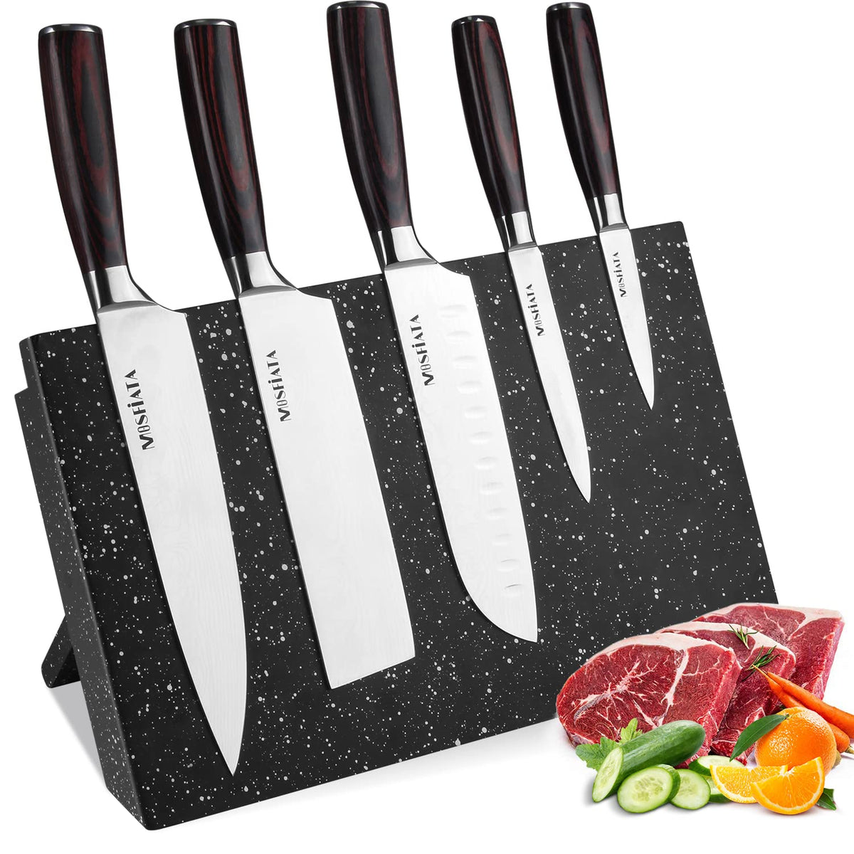 MOSFiATA Magnetic Knife Block - Strongly Magnetic Knife Holder - Magnetic Knife Stand Without Knives - Kitchen Universal Storage Rack Cutlery Display